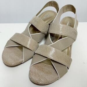 Ros Hommerson Womens Wynona Comfort Nude Strap Wedge Sandals 8N